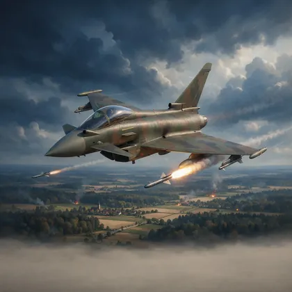 Un Eurofighter dispara un misil sobre un valle